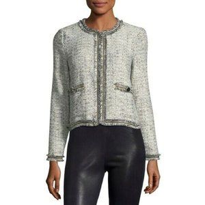Cupcakes and Cashmere Belicia Round Neck Tweed Frayed Jacket M